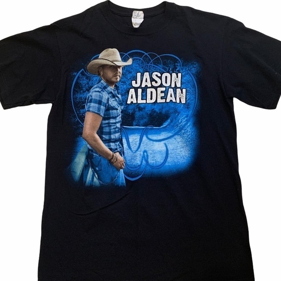 Jason Aldean Wide Open Concert Black Graphic Tee Sz M - Picture 1 of 5